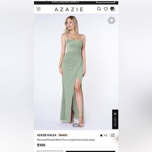 Azazie Kalea Dusty Sage Bridesmaid Dress